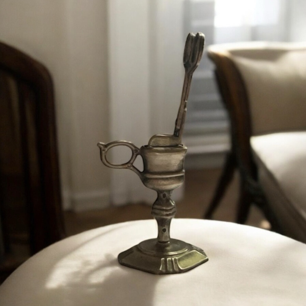 Brass Candle Snuffer And Wick Trimmer With Stand